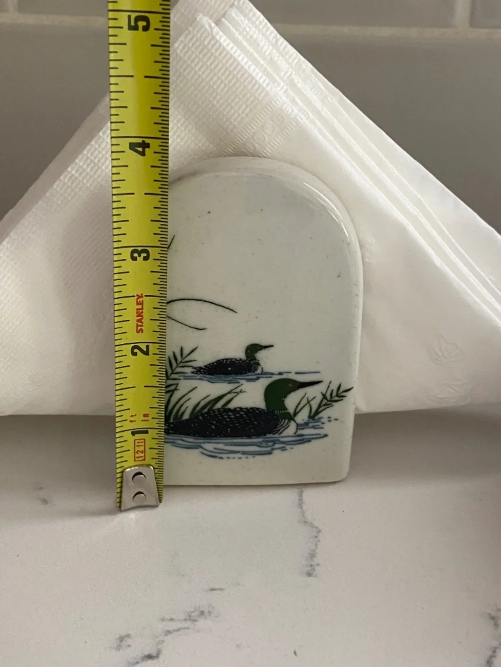 Vintage Ceramic Loon Napkin Holder Cabin Lodge Lake House Decor